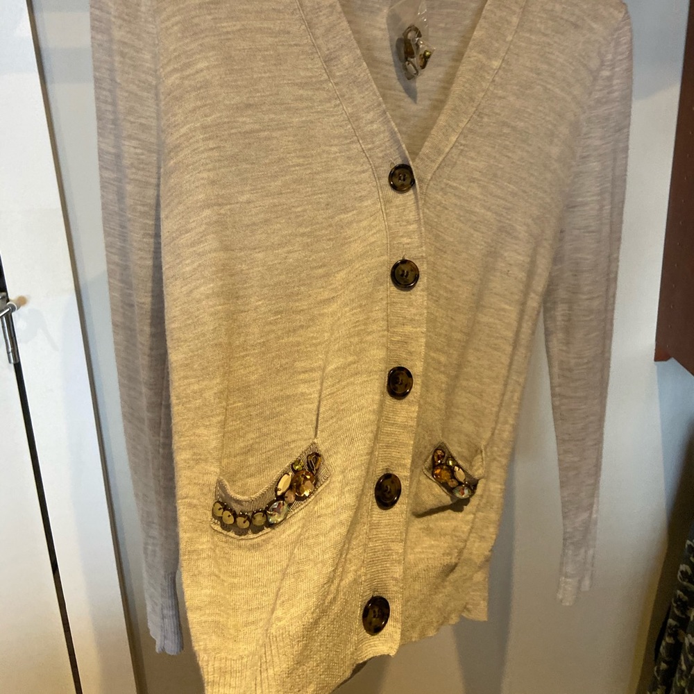 J Crew jewelled grey cardigan size S
